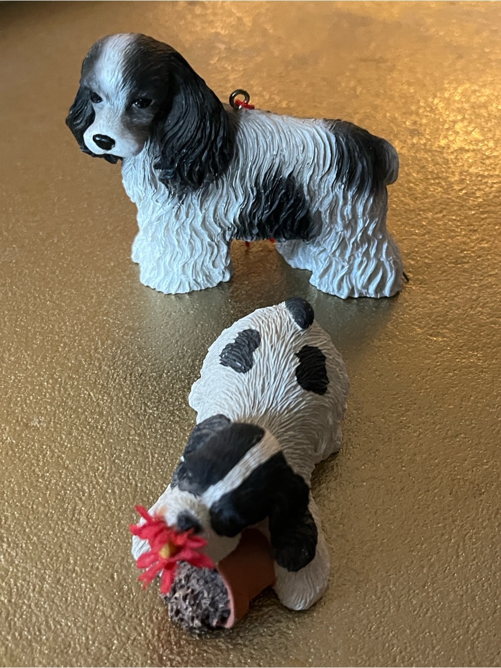 2 Pc Cocker Spaniel Set Figurine Duo - One Ornament and One Figuring
